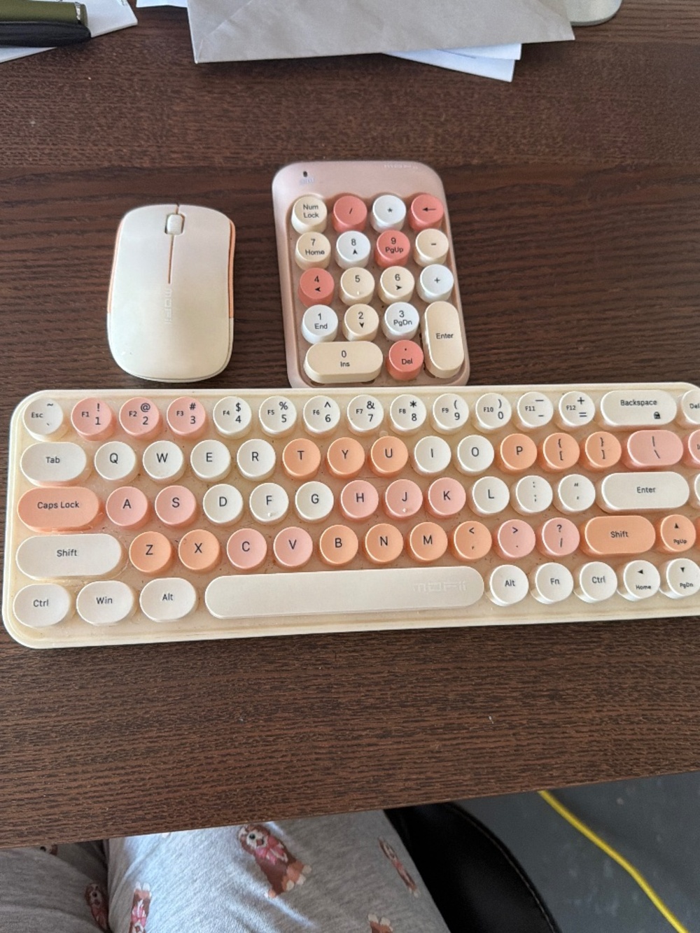 Mofii keyboard, mouse and number pad. Milk tea color